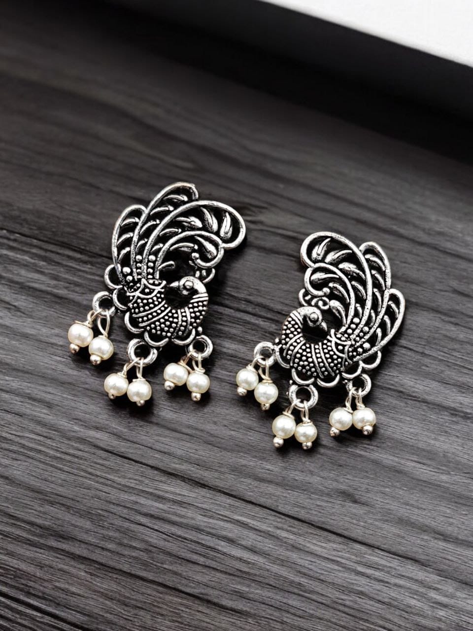 Oxidized Peacock Studs